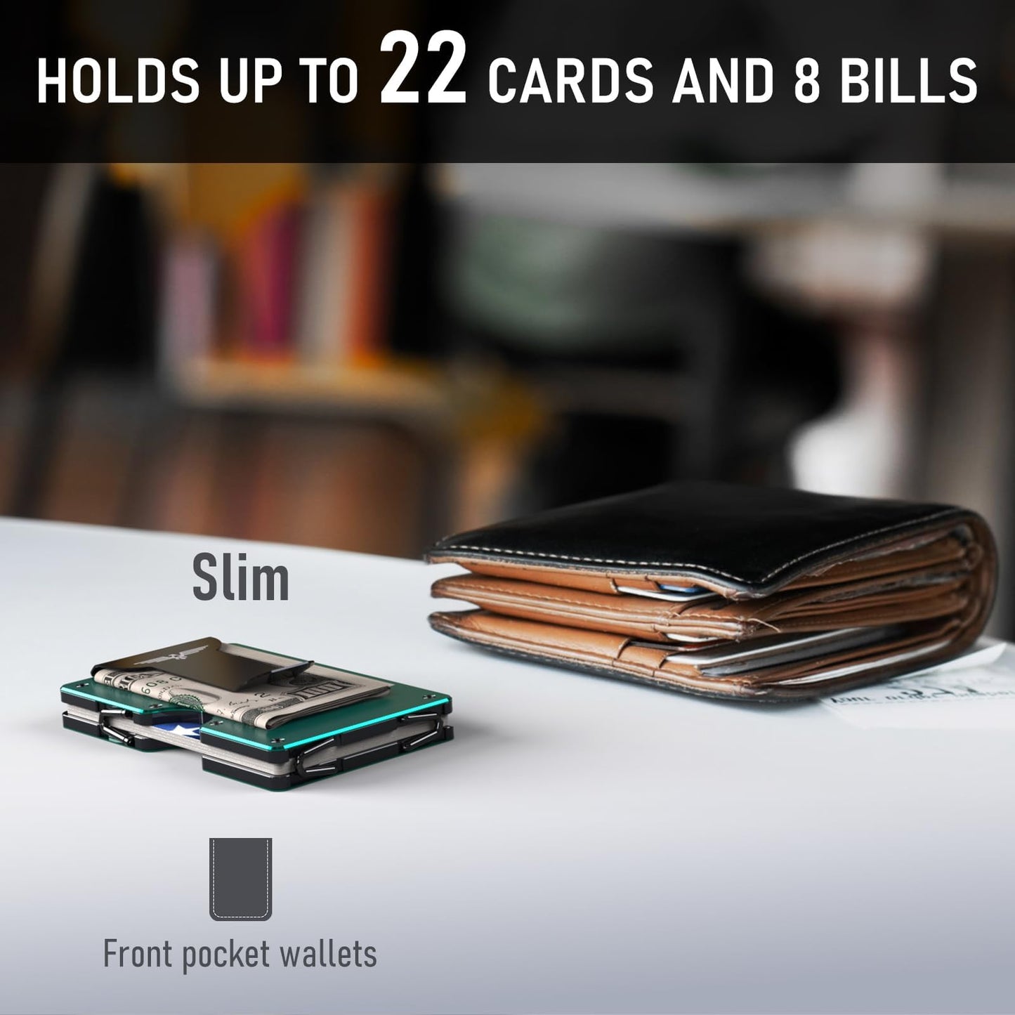 Lenvoten Upgraded Hinged Minimalist Wallet for Men | Slim Metal RFID Blocking Wallet | Credit Card Holder & Money Clip Holds 20 Cards | Premium Scratch-Resistant Finish | Ideal Gift for Men