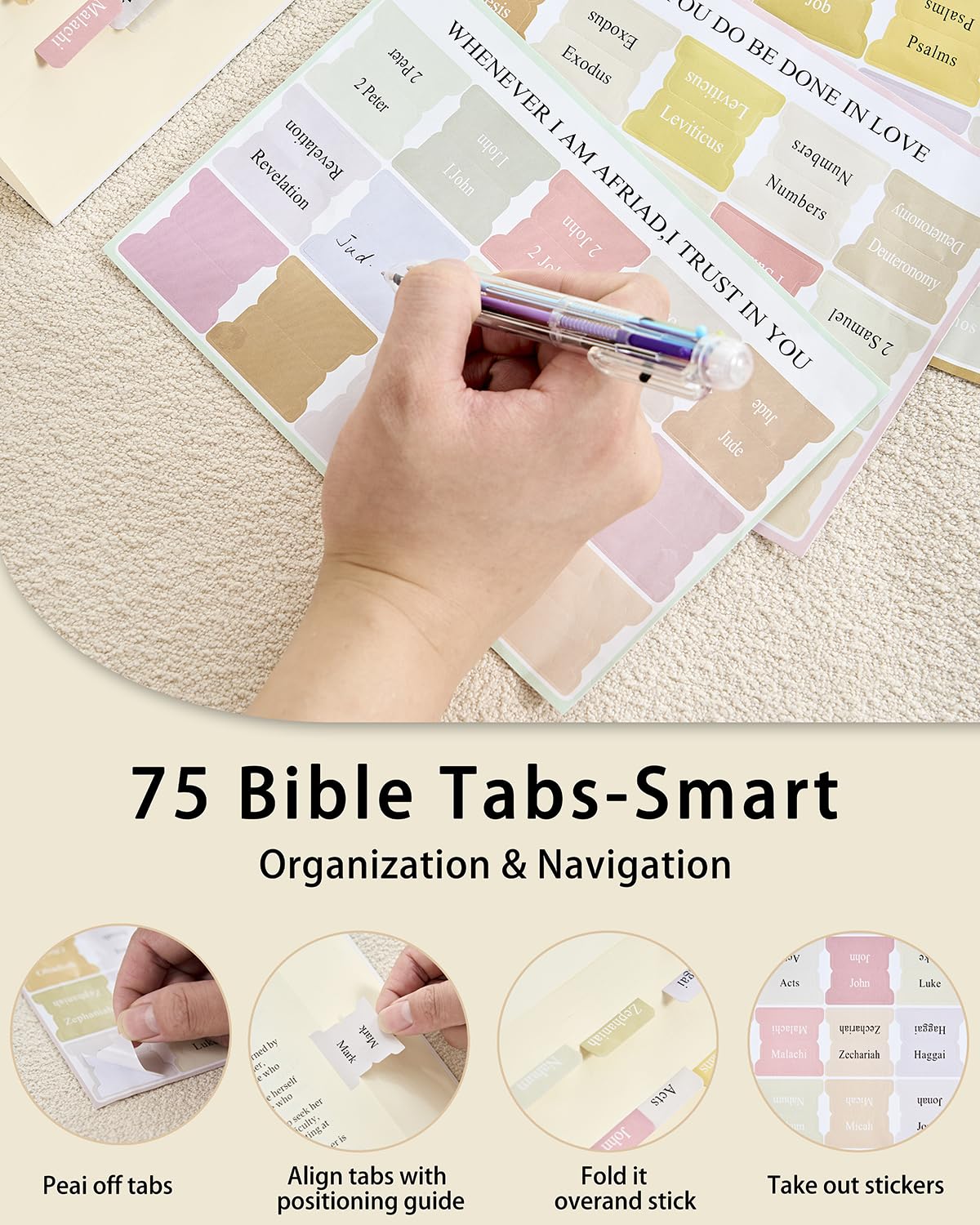 ZHITTHOME Bible Cover for Women Journaling Kit, 【w/12 Highlighters, 75 Tabs】 Large Bible Study Supplies & Christian Gift for Women and Teens (Pink)