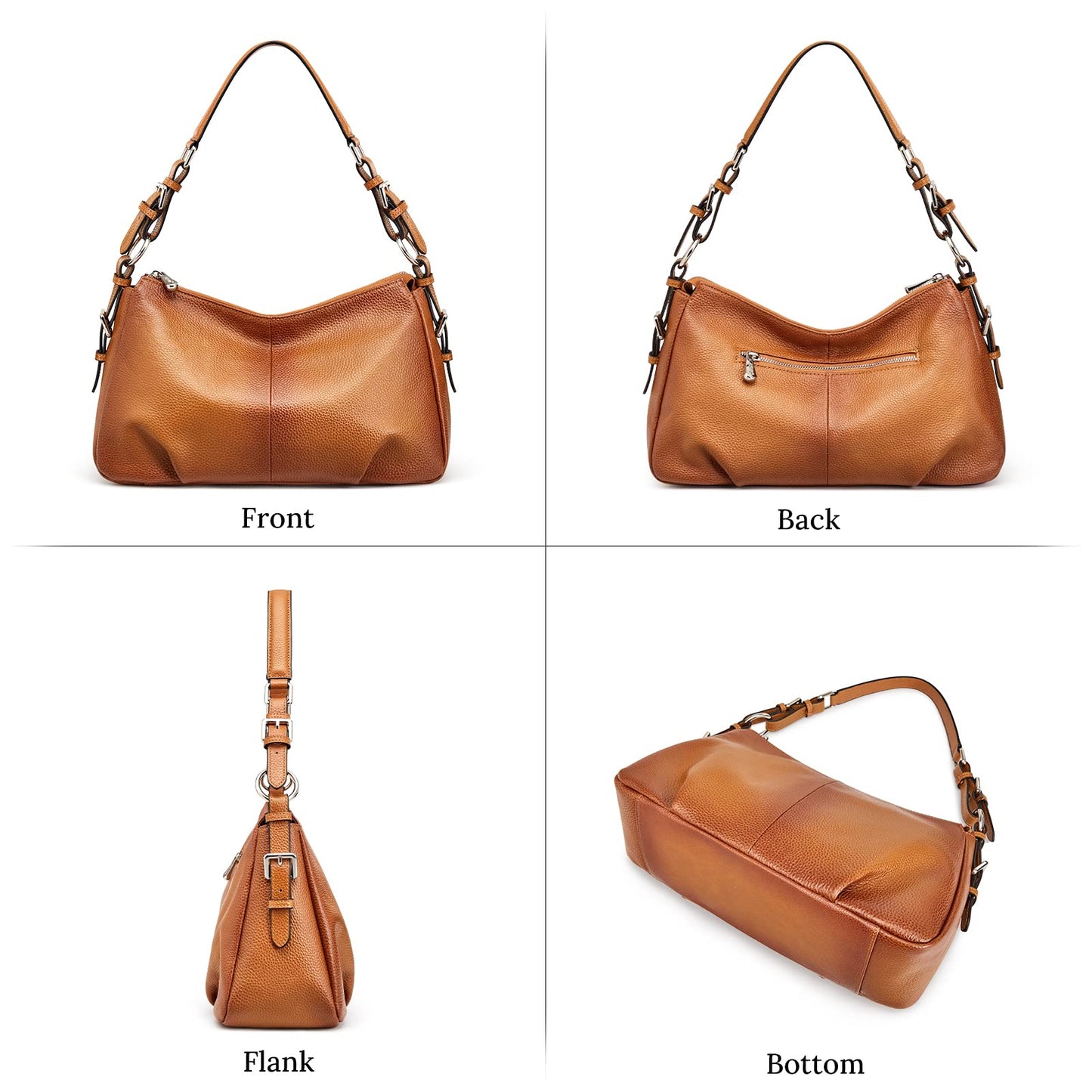 S-ZONE Womens Hobo Genuine Leather Shoulder Bag Top-handle Handbag Ladies Purses