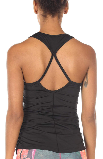 icyzone Woemen's Soft Racerback Workout Yoga Fitness Sports Tank Top (M, Black)