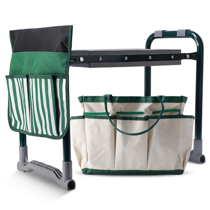 Lineware Garden Kneeler and Seat with Upgraded Widened 10 Inch Thick Kneeling Pad,Garden Kneeler Stool Heavy Duty,Folding Garden Chair, Bench Stool with 2 Tool Pouches Gifts for Parent
