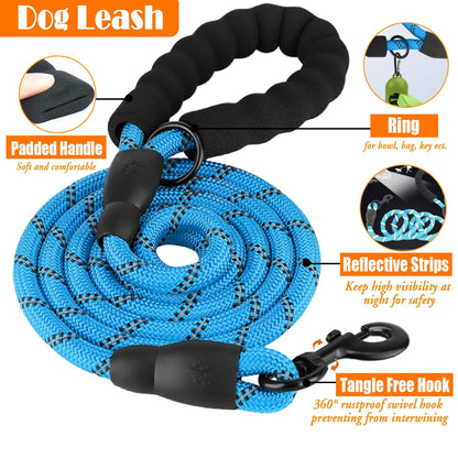 LOBEVE No Pull Dog Harness, Collar & Leash Set | Includes Dog Seat Belt, Collapsible Bowls & Poop Bag Dispenser. Ideal for Training, Walking, Hiking. Fits Small to Large Dogs(Blue-L)