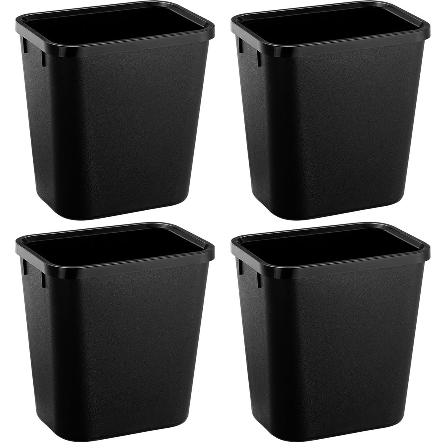 Halyuhn Black Small Trash Can 4Pack, 2Gallon/8L Plastic Office Trash Bin Garbage Can Under Desk, Trash Cans for Bedroom, Office and Kitchen, Trash Bins WasteBasket Fits Narrow Space, Plastic Trash Can