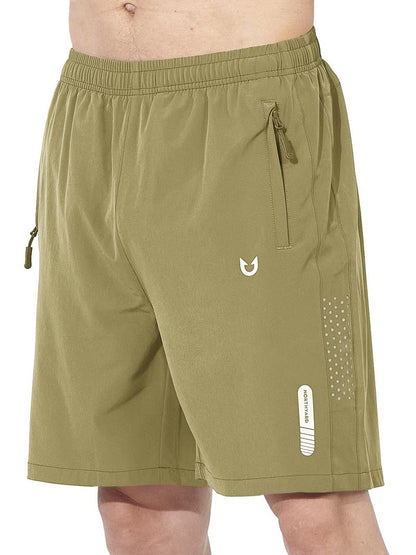 NORTHYARD Men's Athletic Running Shorts Gym Workout 7"/9"/5" Quick Dry Lightweight Sports Basketball Tennis 3 Zipper Pockets Khaki L