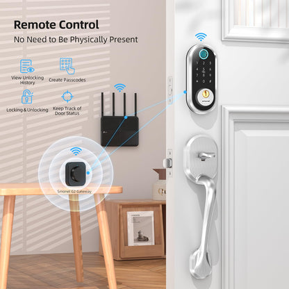 Smart Keyless Entry Door Lock - Fingerprint Electronic Deadbolt Touchscreen Keypad SMONET Biometric Digital Bluetooth Door Lock Smart Deadbolt Compatible with Alexa for Homes and Hotel