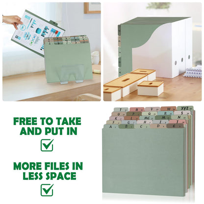 1 Set 25 Alphabet File Dividers A-Z Top Tab File Guides Letter Size 1/5 Cut Tab Manila Alphabetical File Organizer File Cabinet Dividers for Work Office Home School and Desk Organizer(Morandi)