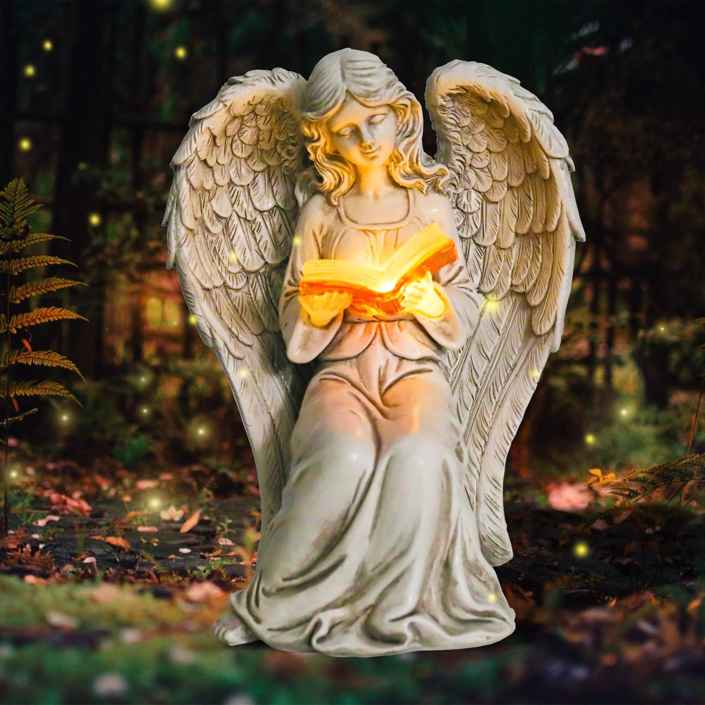 Angel Statue for Garden - 7.88 inches Guardian Solar Garden Statue, Gardening Gifts for Mom Grandma Lawn Ornaments Figurines for Outdoor Decor