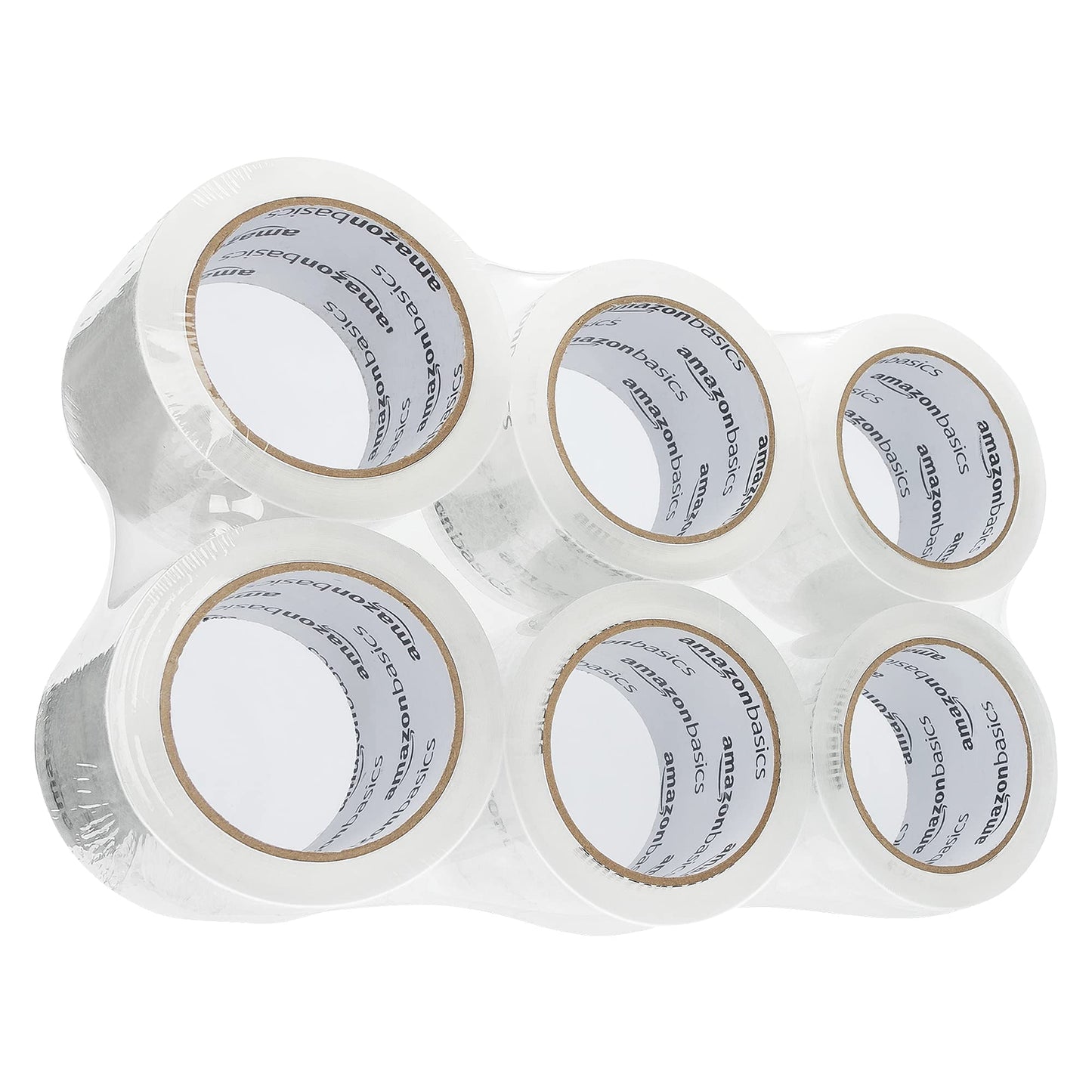 Amazon Basics Extra-Wide Packing Tape for Moving, Storage, Shipping and Sealing Boxes, Crystal Clear, Low Odor, 2.83" x 54.6 Yards, 6-Pack