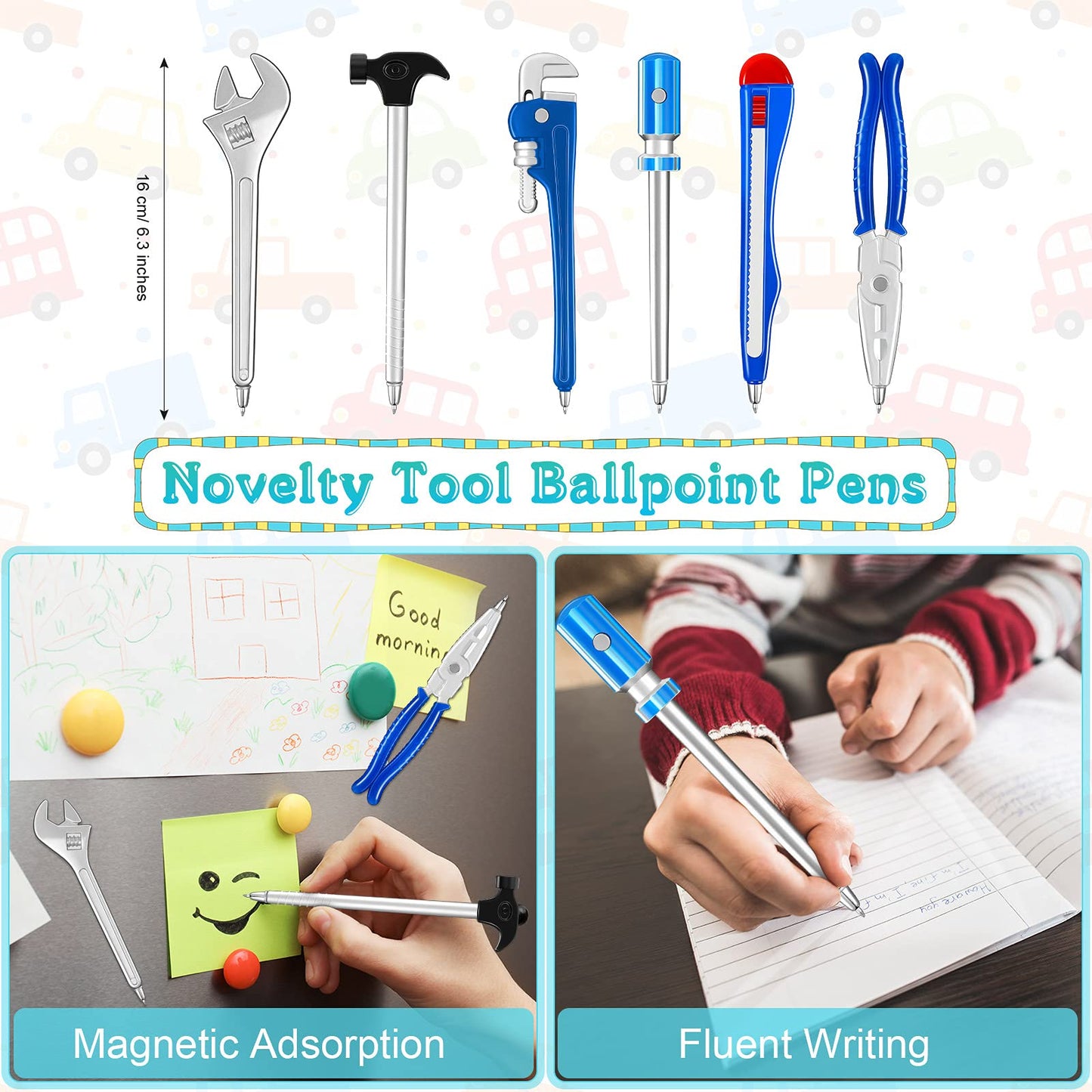Zonon 6 Pcs Novelty Tool Pens Set with 2 Pcs Tire Shaped Pen Holder Writing Ballpoint for Man Desk Home Office Gift Accessories Organizer Tire Succulent Cactus Planter Pot Decoration