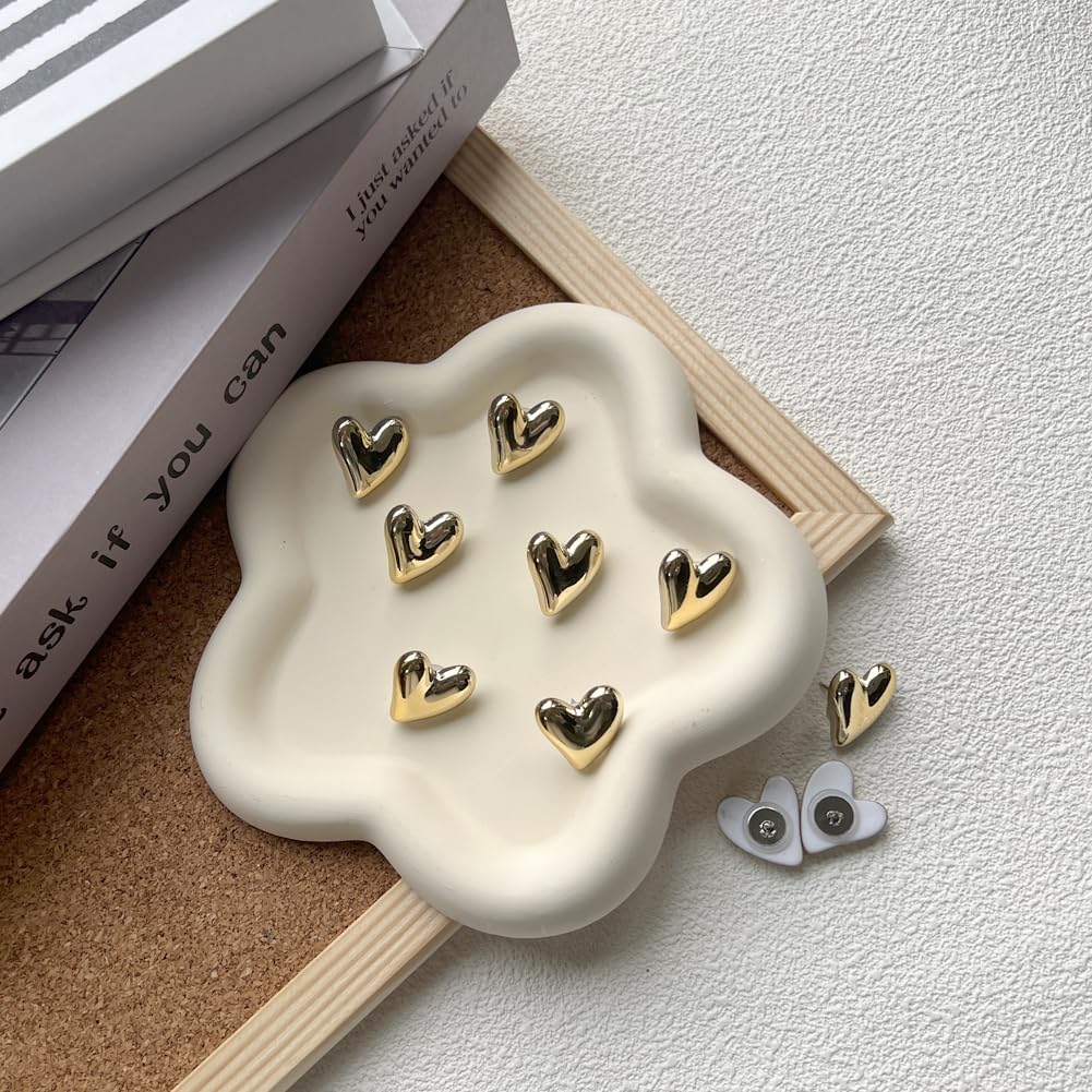 SSYHQAX 50 pcs of Cute Soft Wooden Board thumbtack with Golden Hearts can be Used for Photo Walls, memos, whiteboards, and Decorative thumbtack (Golden)