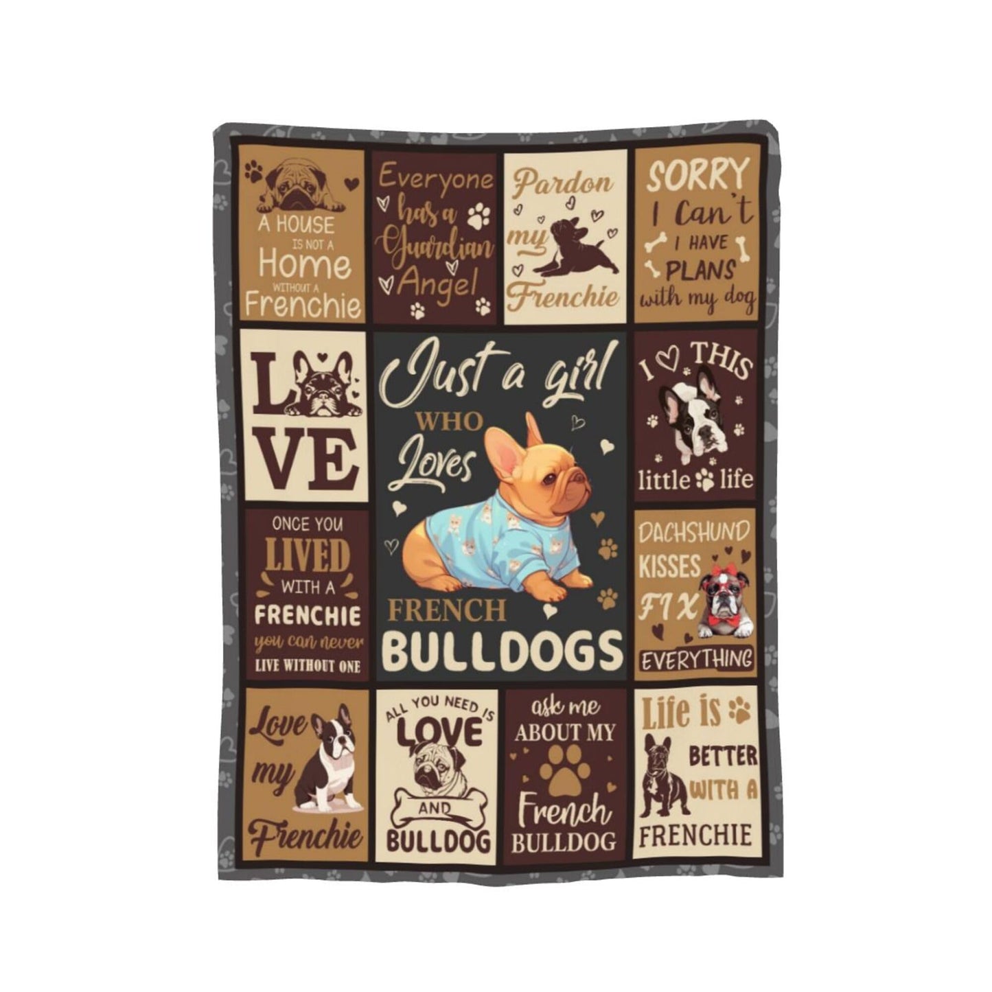 French Bulldog Lover Gift for Women - 50"x40" Ultra Soft Plush Flannel Fleece French Bulldog Throw Blanket, Cozy Fluffy Decor for Couch Bed, Christmas Birthday Present