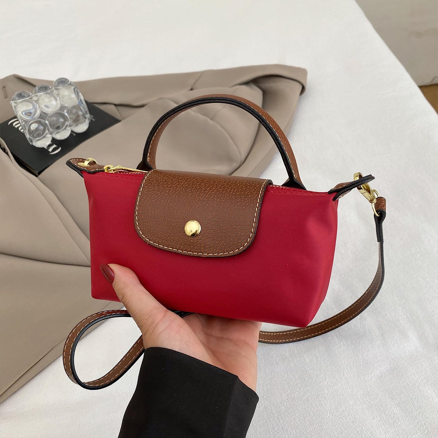 Mini Crossbody Bag for Women - Adjustable Strap Shoulder Purse, Small Spacious Tote with Zipper Pockets for Phone Wallet Keys 7.5in Baby Blue