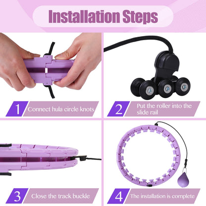 OurStarry 32 Knots Weighted Workout Hoop Plus Size, Smart Waist Exercise Hoop for Adults Weight Loss (32Links Purple)