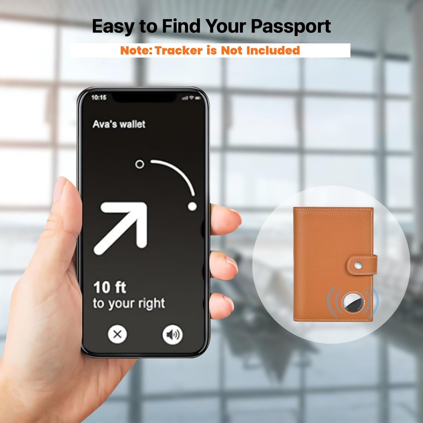 Genuine Leather Passport Holder for Travel, RFID Blocking Passport Wallet with Tracker Holder, Slim Passport Cover Travel Wallet for Women Men, Airport Essentials (Brown)