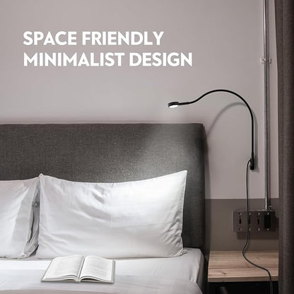 acegoo Minimalist Bedside LED Reading Light, Wall/Wooden Headboard Mounted Flexible Gooseneck Book Light, Rotatable Lamp Head & Convenient Light Head Switch, CRI 90+ 4000K, Powered by USB