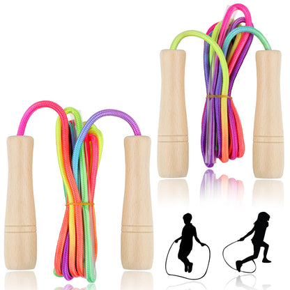 Jump Rope for Kids, Lorvain Adjustable Skipping Rope, Kids Jump Ropes with Wooden Handle for Girls Boys, Weighted Jumping Ropes for Fitness Workout Exercise Outdoor Fun Activity