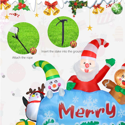 MUMTOP 7.5FT Long Christmas Inflatables Outdoor Decorations, Inflatables Santa Snowman Gingerbread Man Penguins Blow up Merry Christmas Yard Decorations Built-in LED Lights for Outdoor Party Holiday