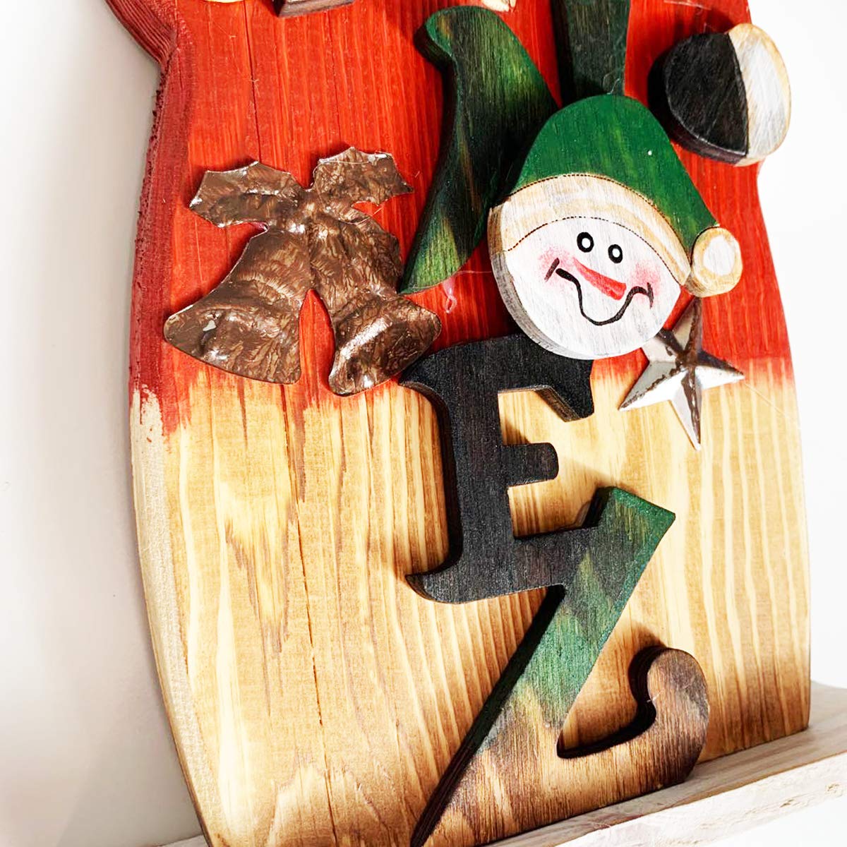 Grace Home Christmas Rustic Wood Standing Santa Claus Figurine Christmas Ornament Tabletop Mantel Centerpiece Decoration 14.5" H (Santa)