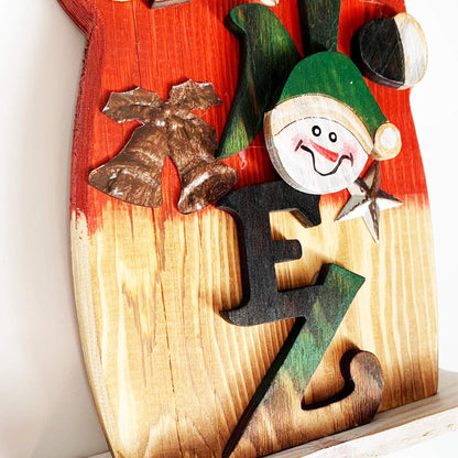 Grace Home Christmas Rustic Wood Standing Santa Claus Figurine Christmas Ornament Tabletop Mantel Centerpiece Decoration 14.5" H (Santa)