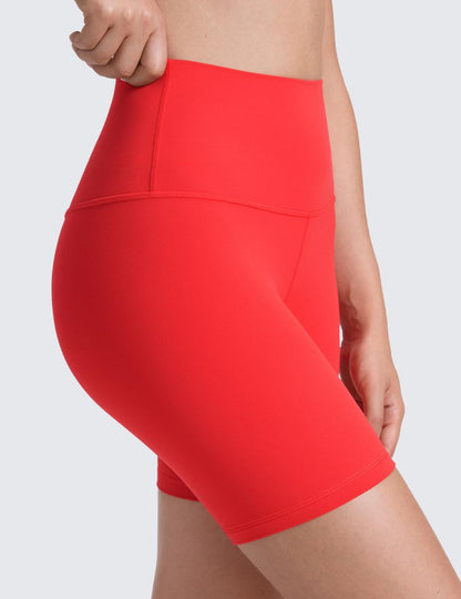 CRZ YOGA ButterLuxe Biker Shorts 6" - High Waisted Workout Running Volleyball Spandex Yoga Womens Deep Red Medium