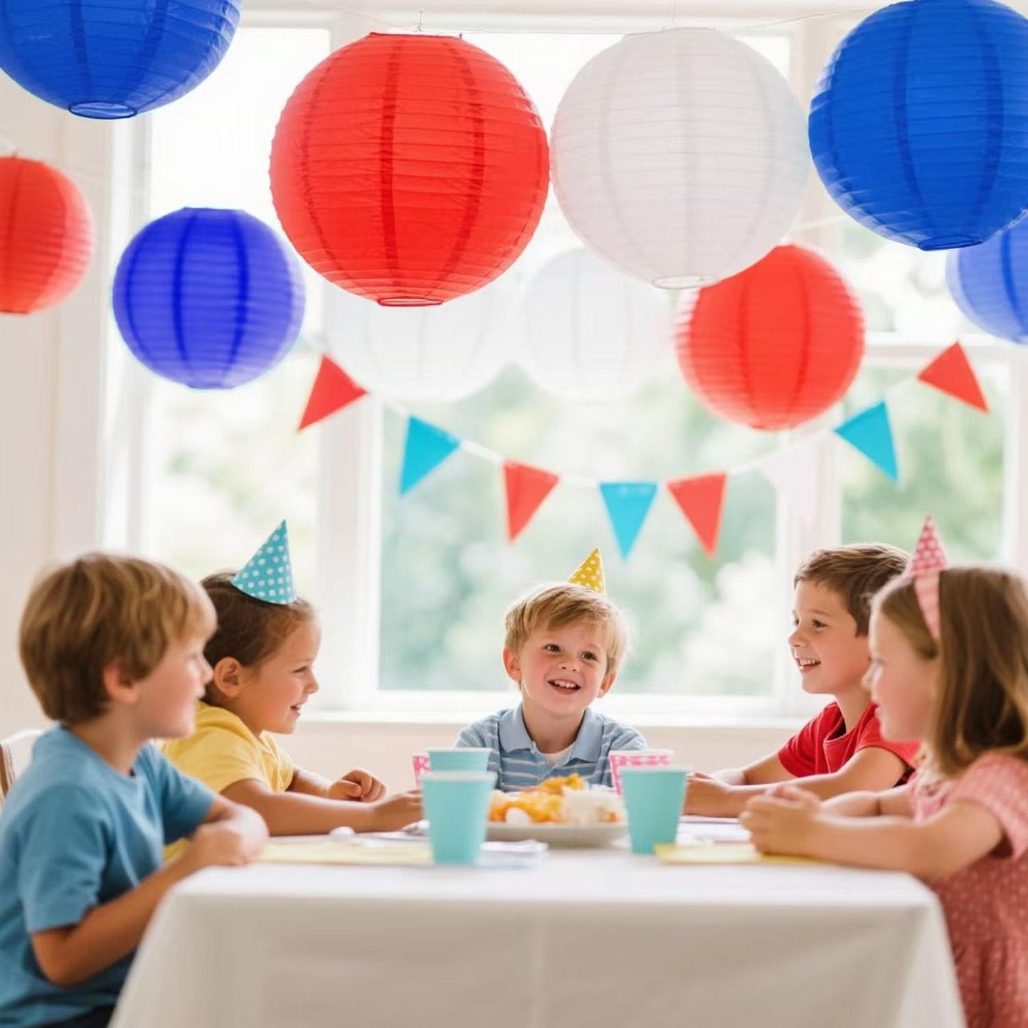 KUNYYI Red -White and Blue Paper Lanterns 12Pcs Hanging Lanterns for Birthday Party, Wedding, Home Decor, Baby Shower Festive Decoration