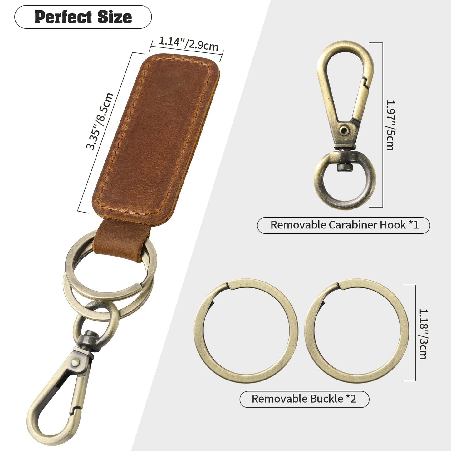 Jack&Chris Genuine Leather Car Keychain, Universal Key Fob Keychain, Leather Key Chain Holder for Men and Women, JC306…