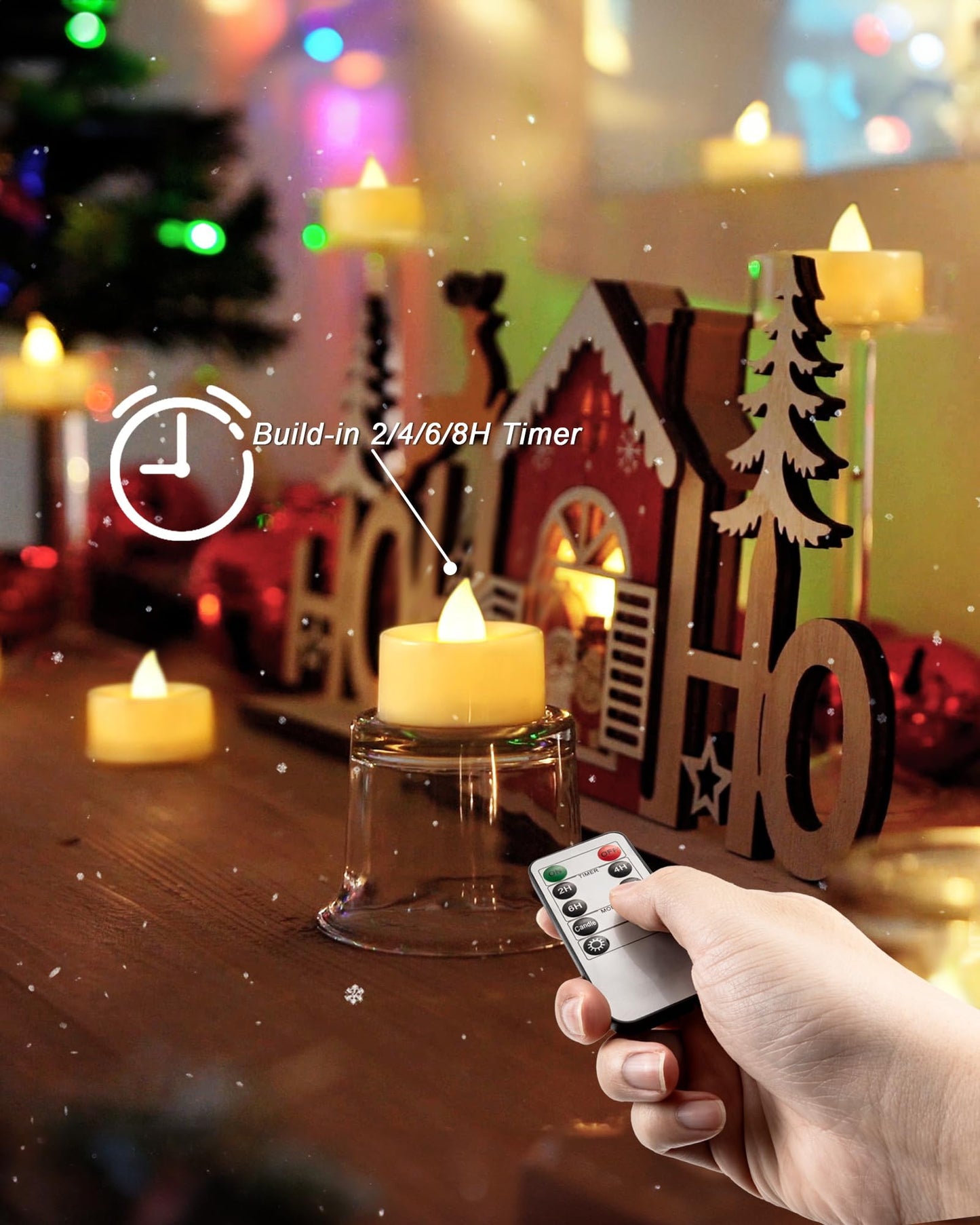 BEICHI Remote Candles, 24 Pack Timer Candle, Flameless Tea Lights Candle Battery Operated, Flickering LED Tea Lights, Timer Battery Votive Candles- Warm White- Ivory Base
