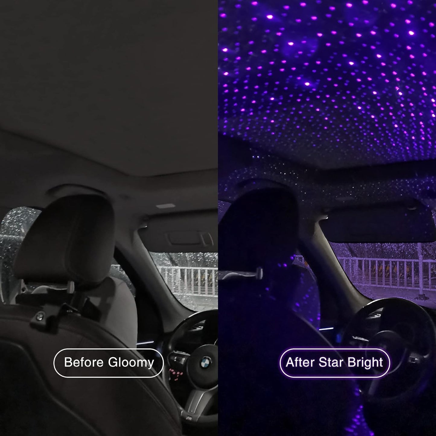 USB Star Projector Night Light, Adjustable Romantic Blue Interior Car Lights, Bending Freely Portable Auto Roof Lights Decoration for Ceiling, Bedroom, Party