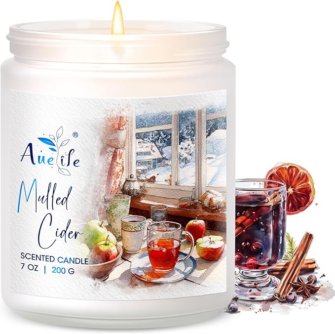 Mulled Cider Candle | Scented Soy Candles for Home - Apple & Spice Winter Candle, Holiday Aromatherapy Candles Gift for Women & Men, Cozy Christmas Home Décor, Long Lasting Clean Burn