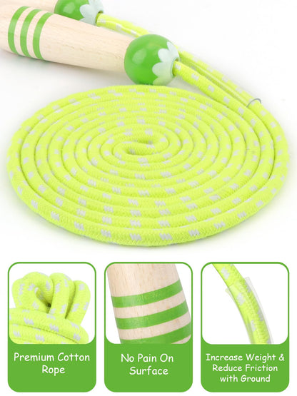 Jump Rope for Kids, Lorvain Adjustable Skipping Rope, Kids Jump Ropes with Wooden Handle for Girls Boys, Weighted Jumping Ropes for Fitness Workout Exercise Outdoor Fun Activity