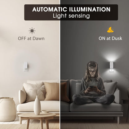 Briignite Night Lights Plug into Wall, Modern LED Night Light Plug in, Dusk to Dawn Sensor, Soft White 3000K, 0-100LM Adjustable Brightness, Dimmable NightLight for Hallway, Bedroom, Stairway, 2 Pack