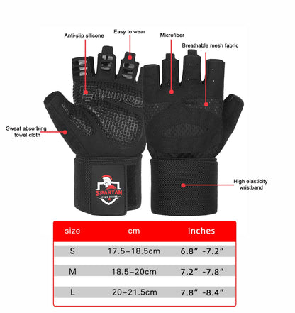 Spartan Gym Gloves for Men & Women – Weight Lifting Gloves with Wrist Support, Full Palm Protection, Breathable Non-Slip Grip for Weightlifting, Workout, Training, Fitness, Crossfit, Exercise