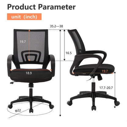 PayLessHere Home Office Chair Desk Computer Chair Adjustable Ergonomic Lumbar Support Armrest Executive with High Density Mesh 360 Degree Swivel Chair for Men Women Adults, Black