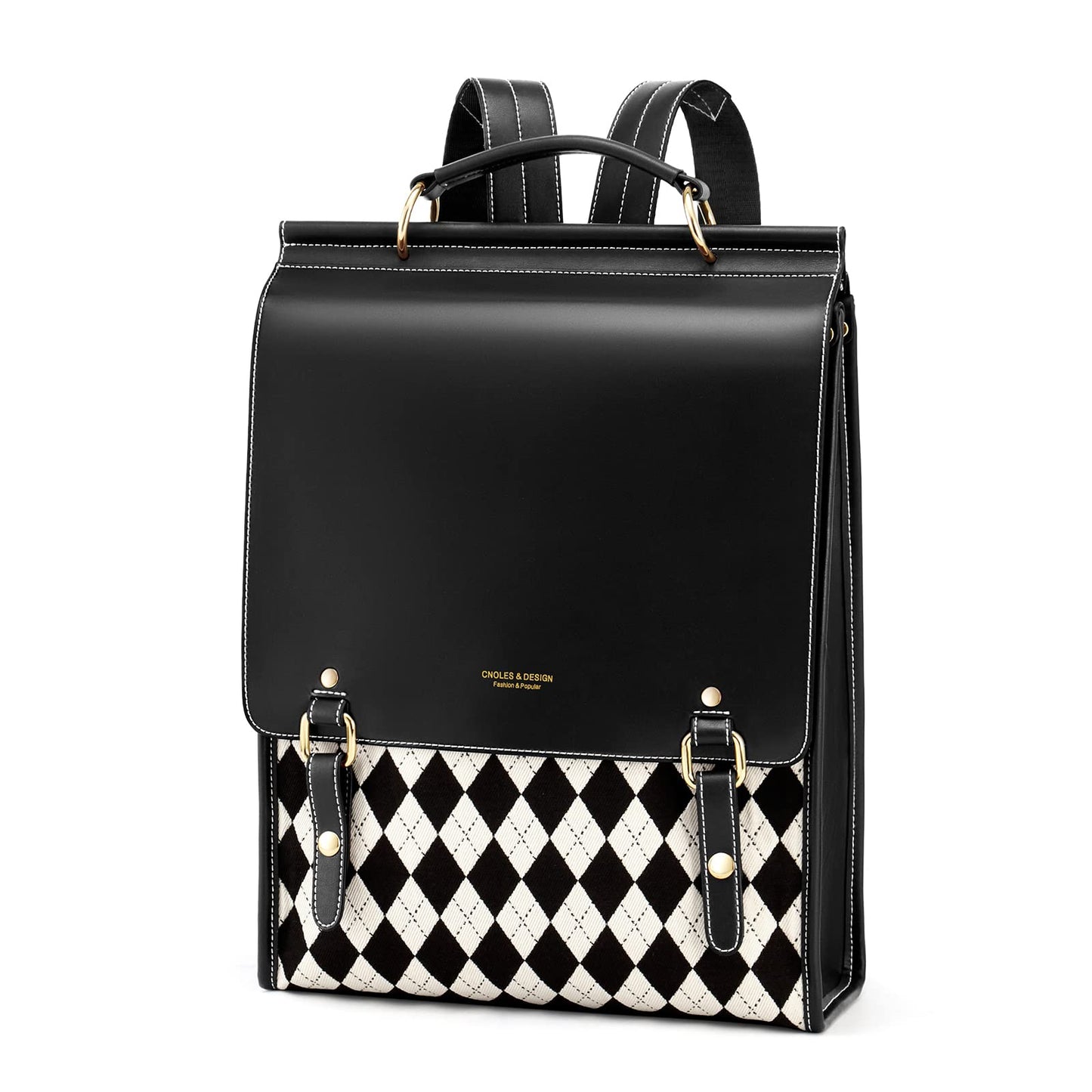 Cnoles Leather Backpack Purse For Women Fashion Ladies Vintage Bag Casual College Travel Backpacks Large bags Black