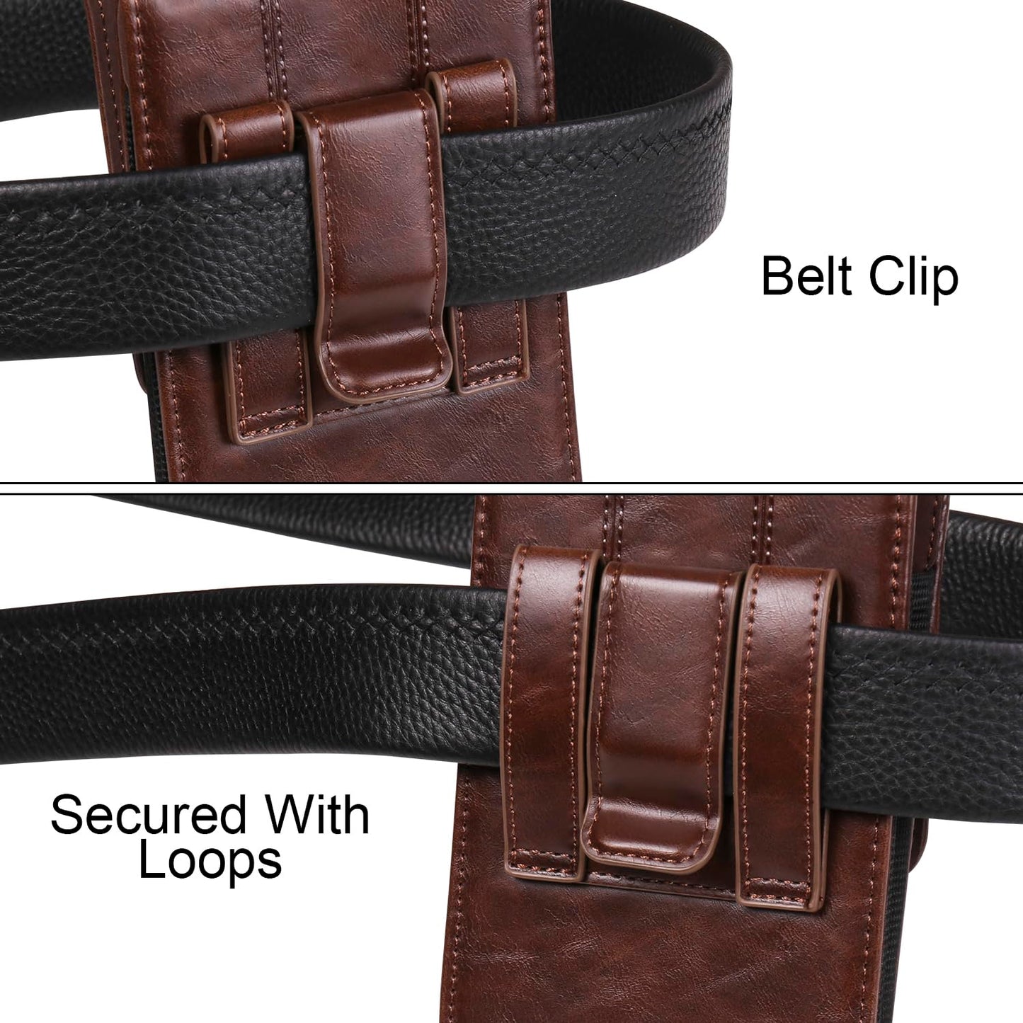 Cellphone Pouch Waist Men, Leather Cell phone Waist bag with Card Holder Leather, 6.5" Men's Waist Holster Waterproof Belt Clip Holder Wallet Waist Pocket Purse Smartphone Carrying Case Bum Bag