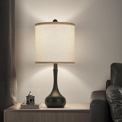 23" Modern Farmhouse Table Lamp Set of 2, Rustic Metal Bedside Lamps for Bedroom, Living Room, Office, Dorm - 3-Way Color Changing, Bulb Included, Home Decor