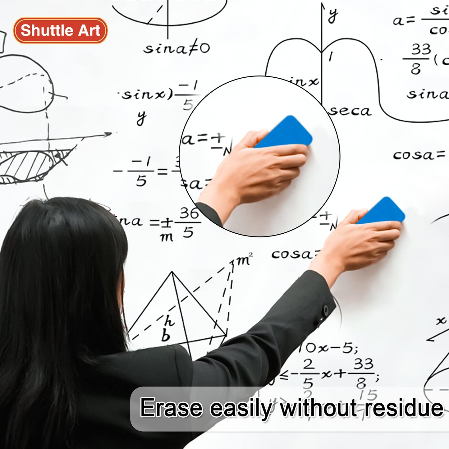 huttle Art Dry Erase Markers, 120 Pack Black Whiteboard Markers with 2 Erasers,Chisel Tip Dry Erase Markers, Perfect For Writing on Whiteboards, Dry-Erase Boards,Mirrors for School Office Home
