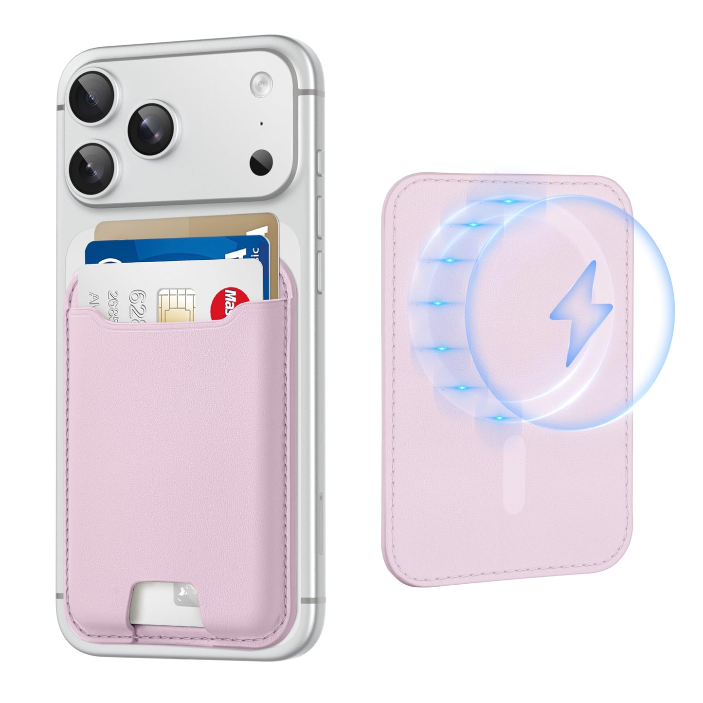 TopMade for Magsafe Wallet, Strongest Magnetic Card Holder for iPhone 17, iPhone 16/15/14/13/12 Series, Leather Magnetic Phone Wallet with Powerful Magnets, RFID Blocking, Fit 4 Cards, Pink
