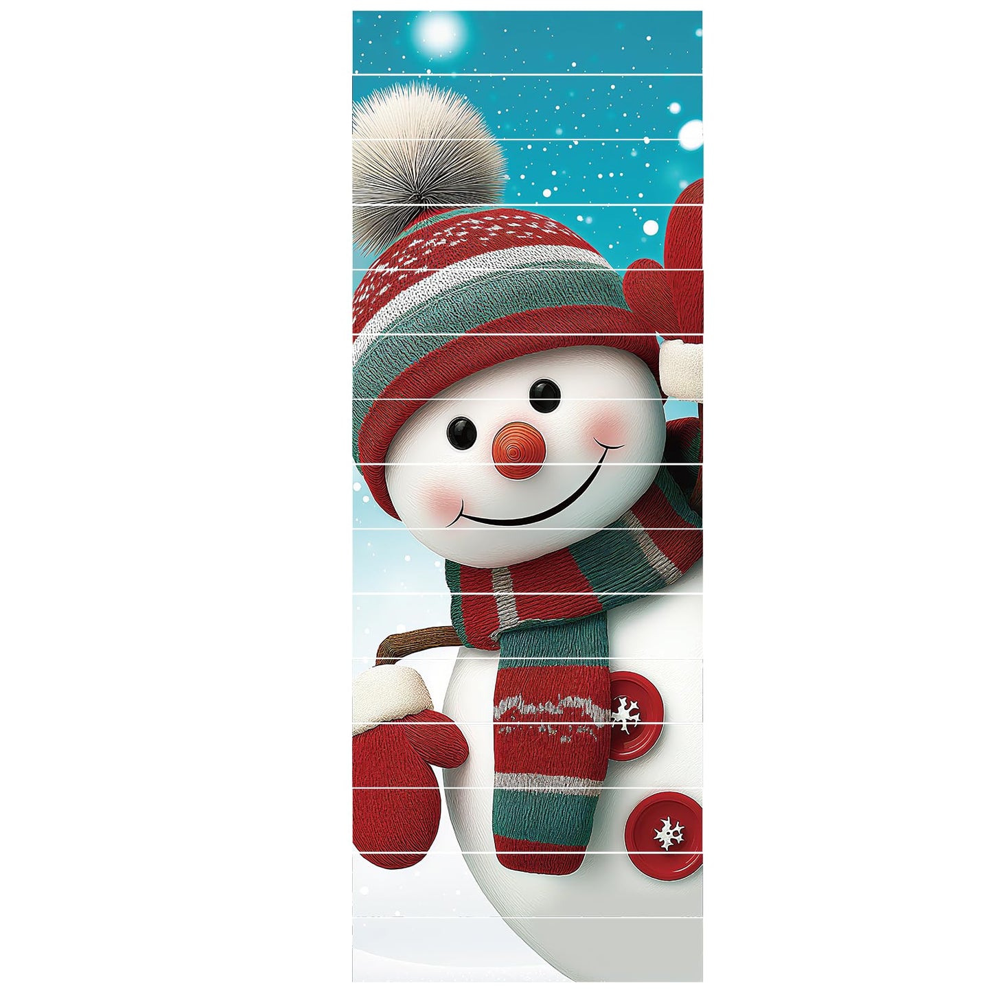 PLIGREAT 15 Strips Christmas Stair Decals, Cute Peel and Stick Stair Riser Stickers for Steps 7.1"x39"Self-Adhesive Vinyl Snowman Staircase Murals Decor for Home Hotel