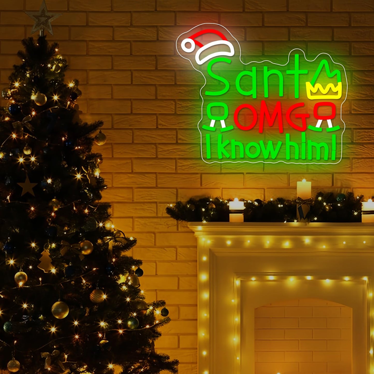 Santa I Know Him Neon Sign for Xmas Decoration Dimmable Christmas Neon Light Merry Christmas Neon Light Sign for for Party Gift Bedroom Art Wall Party Decor
