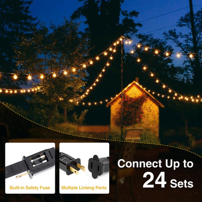 ZJOJO 60FT Outdoor String Lights, G40 Globe Outdoor Lights with 30 Shatterproof LED Bulbs (2 Spare), 2700K Hanging Waterproof Patio Light, Connectable String Lights for Outside Backyard Porch Party