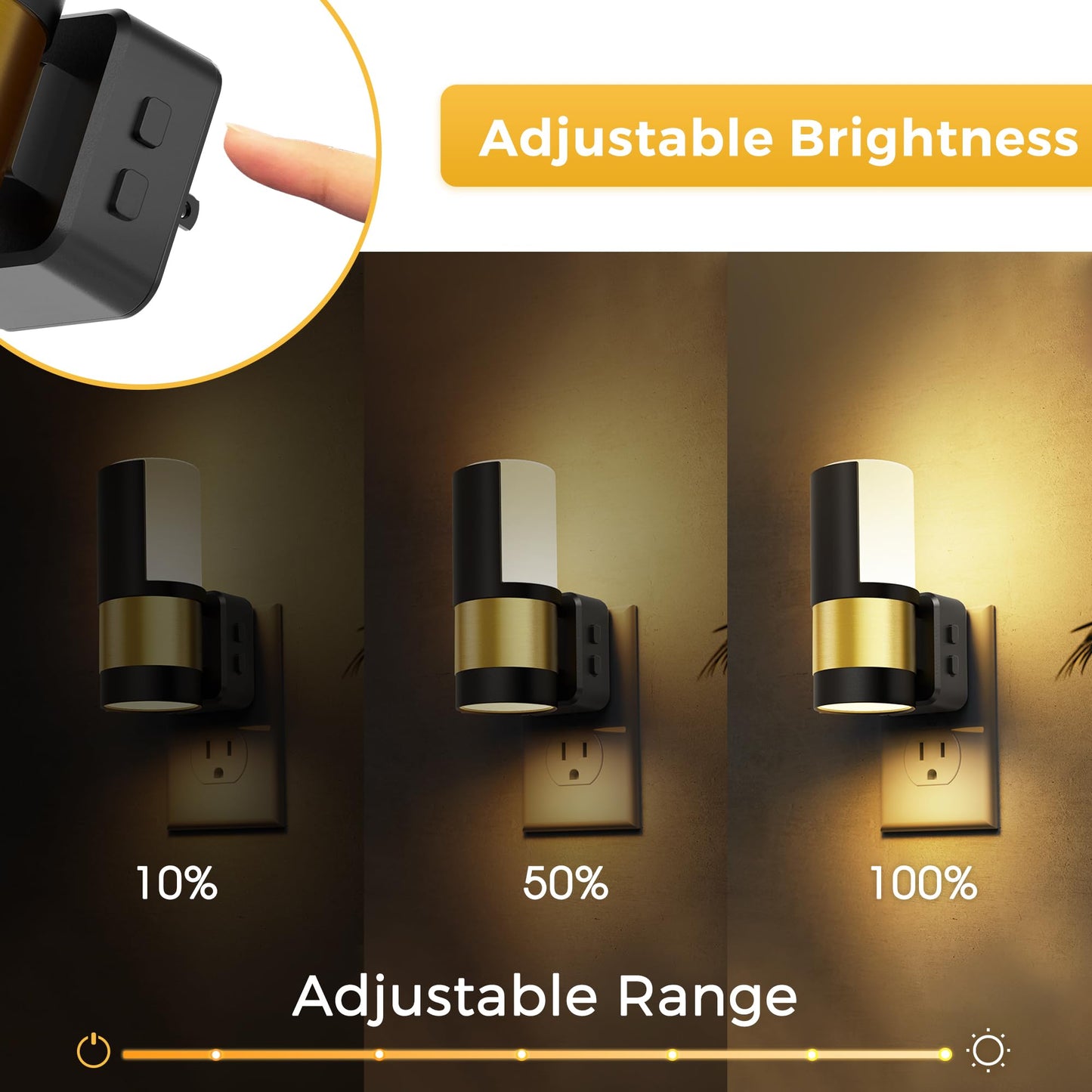 L LOHAS LED Night Lights Plug into Wall, 2 Pack, Plug in Night Light, Soft White/Cool White/Amber, Dimmable Backlit Nightlight with Light Sensor, 180° Rotatable Nightlights Plug in Wall for Hallway