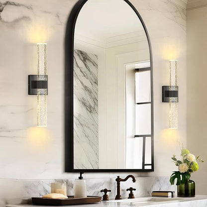 Black LED Wall Sconce Lights Warm Light Modern Crystal Wall Lights Vanity Lighting Fixtures Sconces for Bathroom Living Room Bedroom Dining Room Hallway