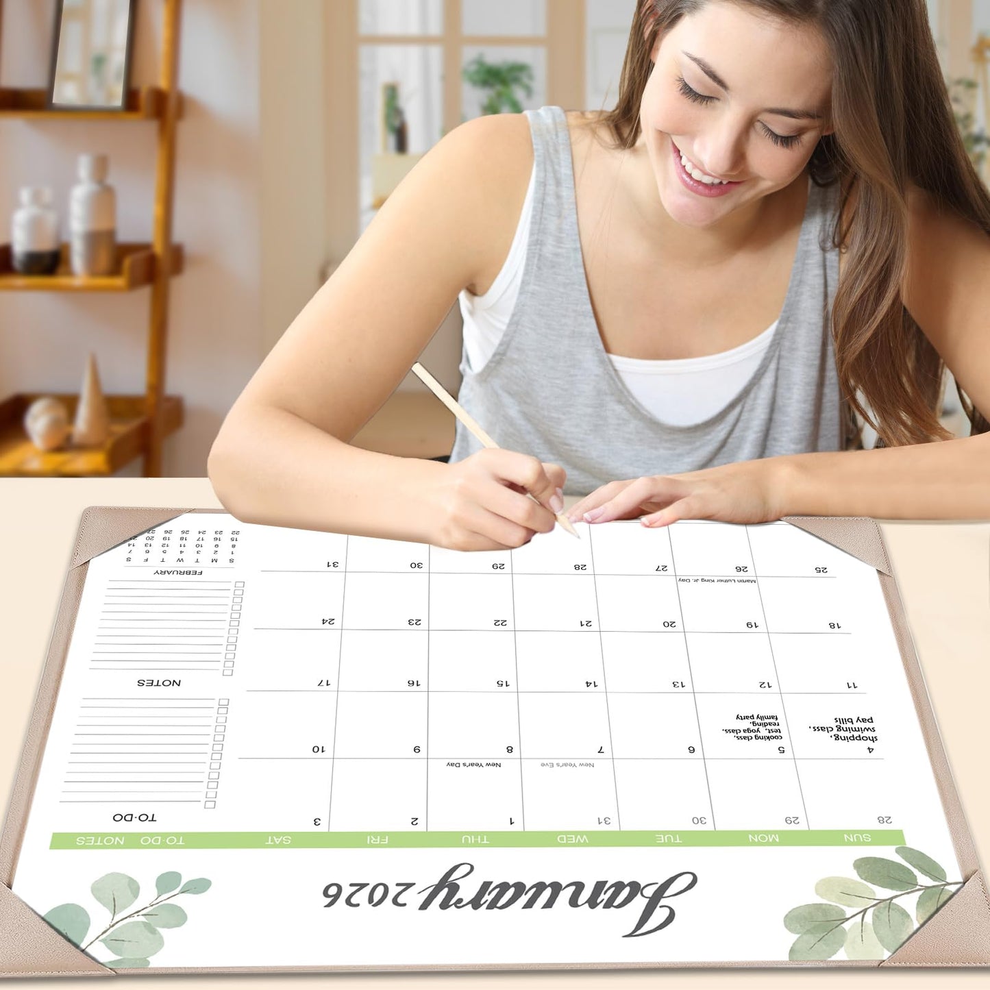 Desk Calendar 2026-2027 with Desk Mat – 22" x 17" Large Desk Pad Calendar Runs from January 2026 to June 2027, Office Supplies Desktop Monthly Calendar for Home & Office