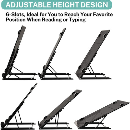 MaxGear Desktop Document Holder for Typing, Foldable Paper Holder Stand for Desk with 4 Magnetic Buckles, Metal Mesh Letter Copy Holder with Non-Slip Base, 6 Adjustable Viewing Angles, Black