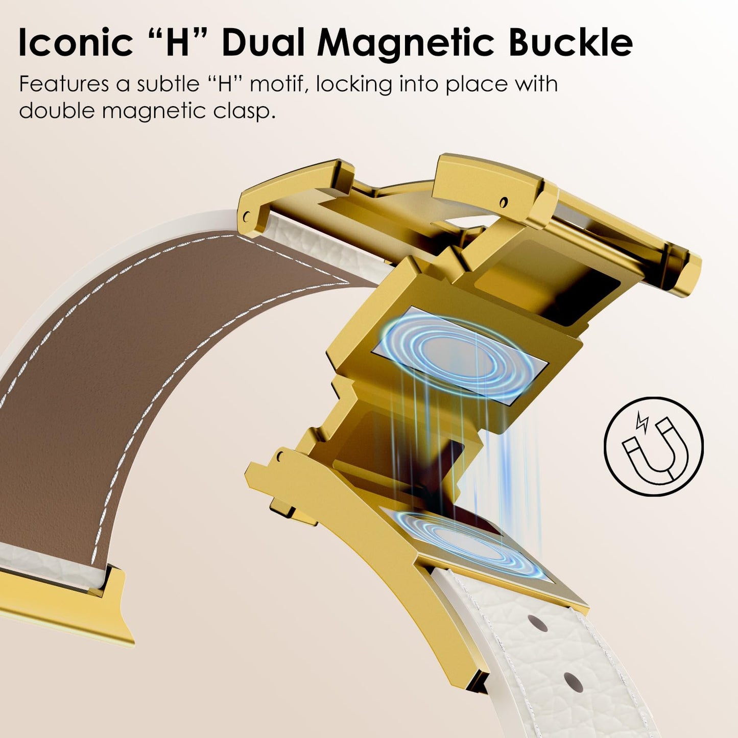 Leather Magnetic Watch Band Compatible with Apple Watch Ultra Band 49mm 46mm 45mm 44mm 42mm 41mm 40mm 38mm Replacement Strap for Women Men iWatch Ultra 3/2/1/SE3/Series 11/10/9/8/7/6/5/4/3/2/1