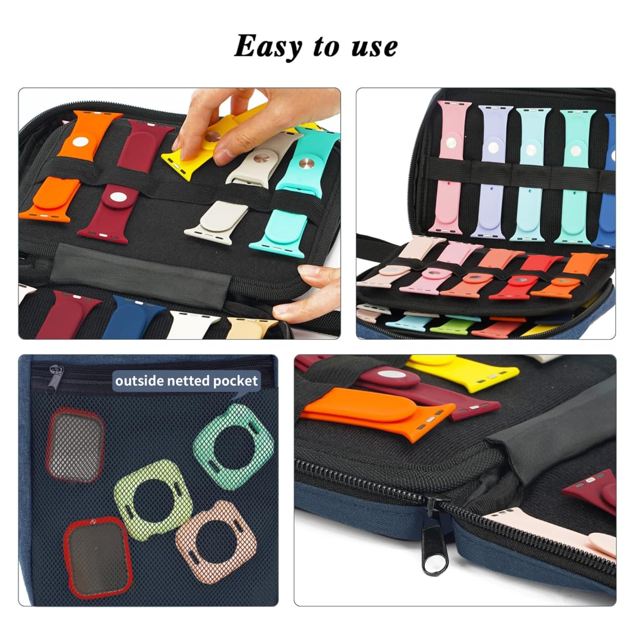 PACMAXI 20 Watch Bands Storage Carrying Case Compatible with Watches,Expandable Watch Band Holder Stores 20 Watch Bands Fit for Most Sizes of Watch Straps,Organizer for Watch Bands, Bag Only (Blue)