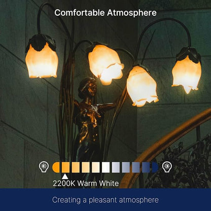FLSNT 40W Equivalent LED Chandelier Light Bulbs, Dimmable Amber LED B11 E26 Candelabra Base Bulbs, 2200K Warm White, 330LM, 24 Pack UL,CA65 Listed.