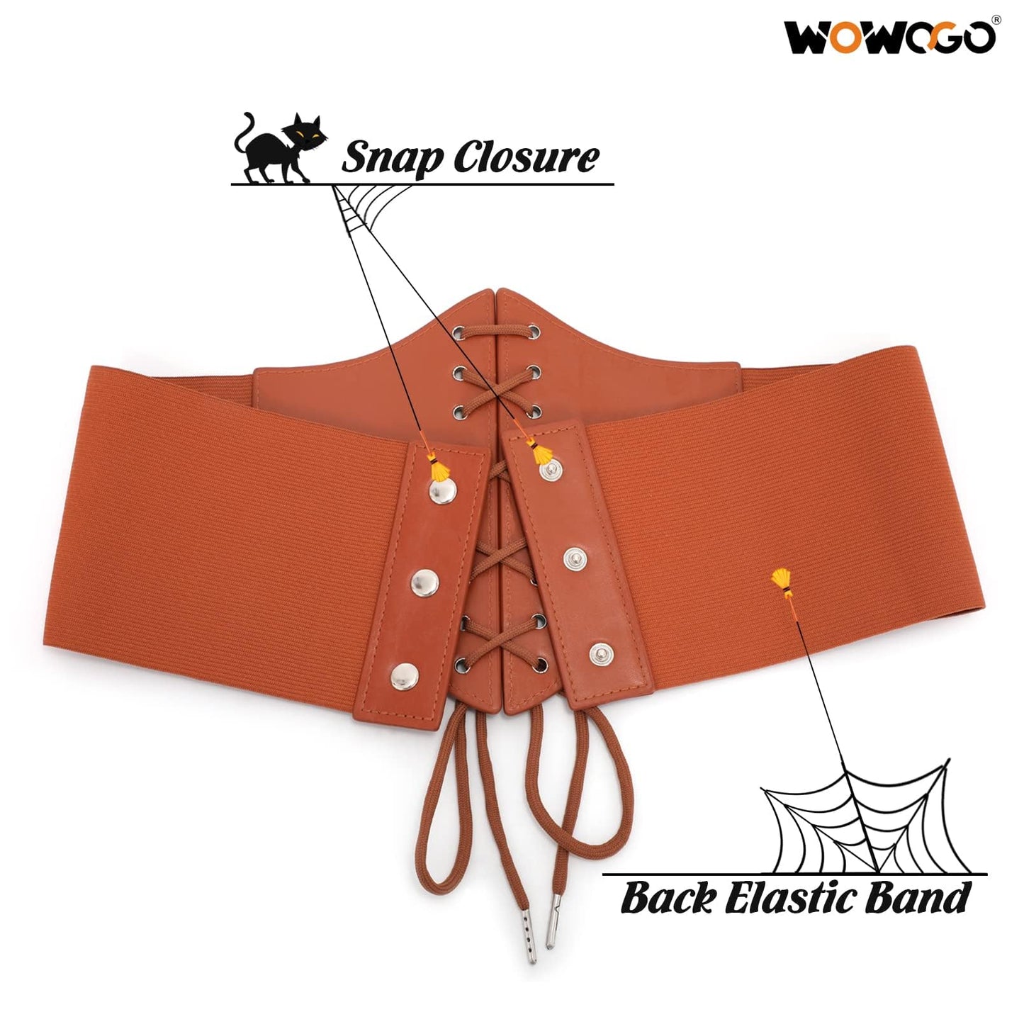WOWOGO Corset Belt for Women Lace Up Elastic Leather Waist Corset Tied Waspie Belt for Renaissance Pirate Halloween Costume