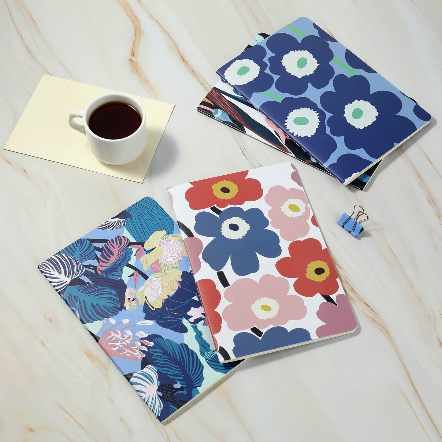 XYark 12 Pack Flower Design Blank Notebook Journals Bulk for Traveler, Student and Office, Plain Composition Subject Sketchbook Notebooks with Unlined Paper, 80GSM, 30 Sheets,5.5x 8.3 inch, A5 Size